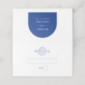 Blue Clam Seashells Coastal Seaside Beach Wedding プレイスカード (外部開封)