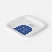 Blue Clam Seashells Coastal Seaside Beach Wedding ペーパープレート (傾斜あり)