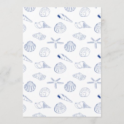 Blue Clam Seashells Coastal Seaside Beach Wedding メニュー (裏面)