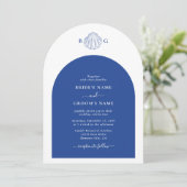 Blue Clam Seashells Coastal Seaside Beach Wedding  招待状 (スタンド正面)