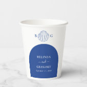 Blue Clam Seashells Coastal Seaside Beach Wedding 紙コップ (裏面)