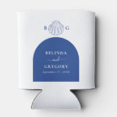 Blue Clam Seashells Coastal Seaside Beach Wedding 缶クーラー (裏面)