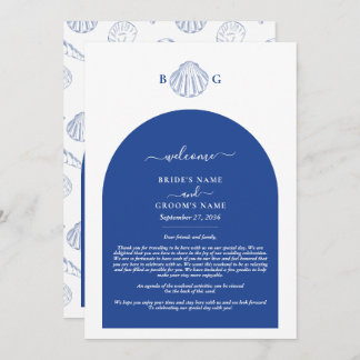Blue Clam Seashells Coastal Wedding Itinerary プログラム