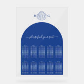 Blue Clam Seashells Coastal Wedding Seating Chart アクリルサイン (正面)