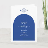 Blue Clam Seashells Wedding Order of Service プログラム (正面)