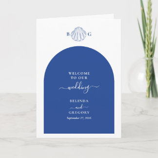 Blue Clam Seashells Wedding Order of Service プログラム