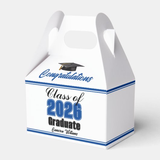 Blue Class of 2026 Custom Graduation Party フェイバーボックス (正面サイド)