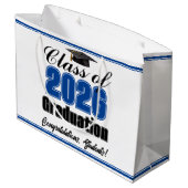 Blue Class of 2026 Custom Graduation Party ラージペーパーバッグ (裏面アングル)