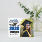 Blue Class of 2026 Graduate Photo Graduation 案内ポストカード (スタンド正面)