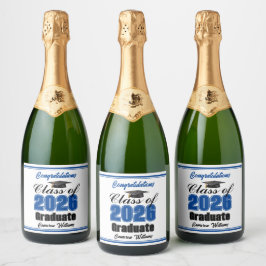 Blue Class of 2026 Graduation Party Custom スパークリングワインラベル