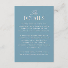 Blue Classic Elegance Wedding Details エンクロージャーカード