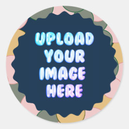 Blue Classic Round Sticker with a Business Logo ラウンドシール