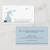 Blue Cleaning Supplies Bucket Housekeeping Service 名刺 (正面/裏面)