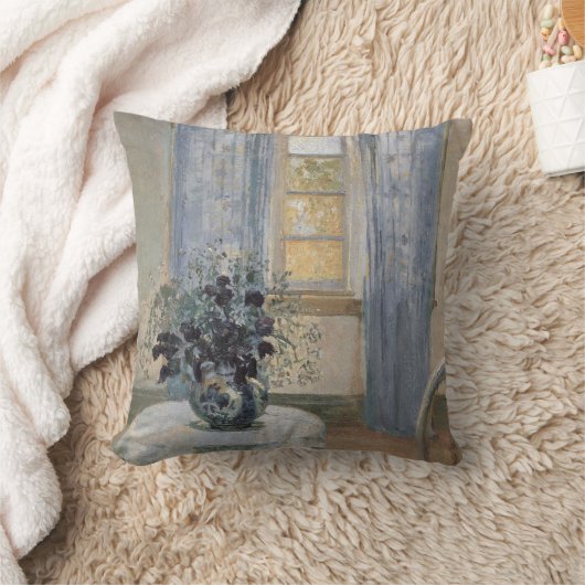 Blue Clematis in the Artist's Studio, Anna Ancher クッション (ブランケット)