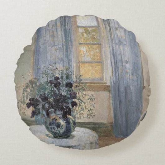 Blue Clematis in the Artist's Studio, Anna Ancher ラウンドクッション (正面)