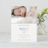 Blue Clothesline写真ベビー誕生発表 サンキューカード (スタンド正面)