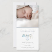 Blue Clothesline写真ベビー誕生発表 サンキューカード (正面)