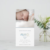 Blue Clothesline写真ベビー誕生発表 サンキューカード (スタンド正面)