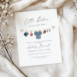 Blue Clothesline Little Rookie Football Baby  招待状