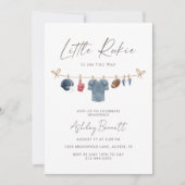 Blue Clothesline Little Rookie Football Baby  招待状 (正面)