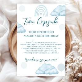 Blue Cloud Boho Time Capsule First Birthday ポスター