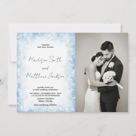 Blue Cloud Snows結婚式招待状(写真あり) 招待状 (正面)