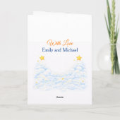 Blue Clouds Bear Baby Shower Thank You Card カード (裏面)