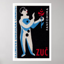 Blue Clown Red Rose - Matchbox Print - Czech Wall ポスター