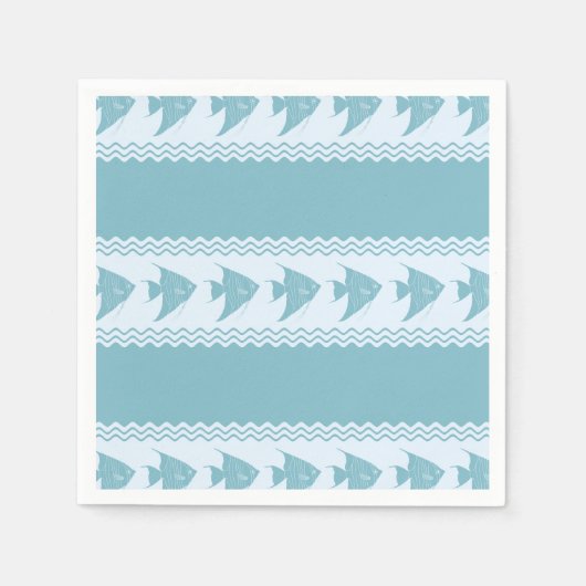 Blue Coastal Angelfish Stripes スタンダードカクテルナプキン (正面)