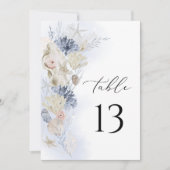 Blue Coastal Beach Wedding Table Number Card (正面)