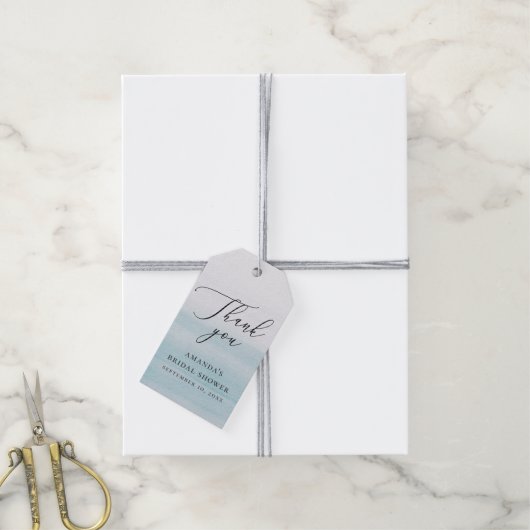 Blue Coastal Bridal Shower | Beach Thank You Favor ギフトタグ (より糸付き)