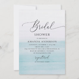Blue Coastal Bridal Shower | Watercolor Beach 招待状