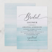 Blue Coastal Bridal Shower | Watercolor Beach 招待状 (正面/裏面)