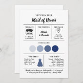 Blue Coastal Bridesmaid Information Card 招待状 (正面/裏面)