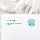 Blue Coastal Chic Seashell ラベル (インサイチュ)