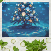 Blue Coastal Christmas Kitchen Towel キッチンタオル (折り畳み)