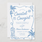 Blue Coastal Cowgirl Bachelorette Party 招待状 (正面)
