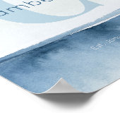 Blue Coastal Custom Last Name Wall Art Prints ポスター (角)