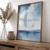 Blue Coastal Custom Last Name Wall Art Prints ポスター