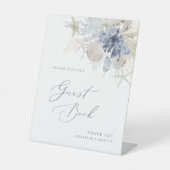 Blue Coastal Guest Book Wedding Pedestal Sign 台座サイン (正面)