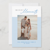 Blue Coastal Merry Moments Family Photo Christmas シーズンカード (正面)