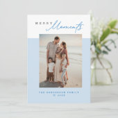 Blue Coastal Merry Moments Family Photo Christmas シーズンカード (スタンド正面)