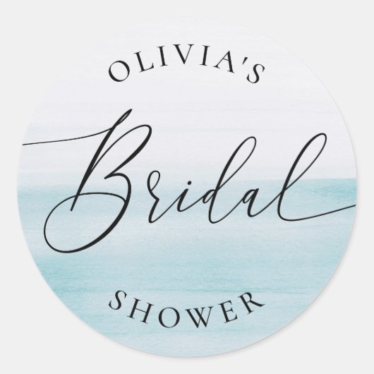 Blue Coastal Ocean Bridal Shower | Elegant Beach ラウンドシール (正面)