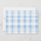 Blue Coastal Plaid Pattern Monogram ノートカード (裏面)