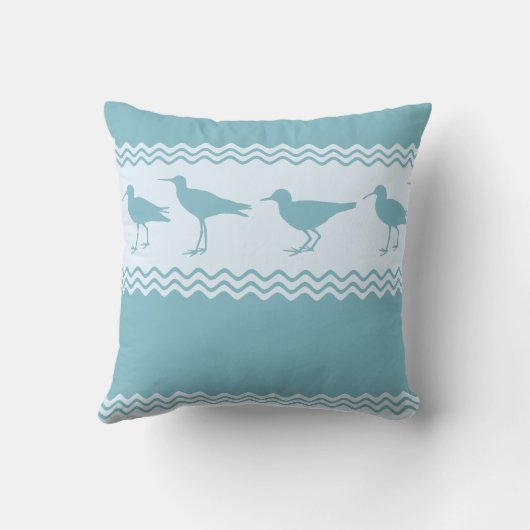 Blue Coastal Sandpiper Bird Stripes クッション (裏面)