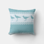 Blue Coastal Sandpiper Bird Stripes クッション (正面)