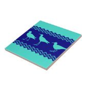 Blue Coastal Sandpiper Bird Stripes タイル (側面)