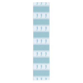 Blue Coastal Seahorses Stripes ショートテーブルランナー