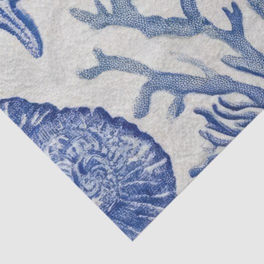 Blue Coastal Toile Seashell Coral Pattern 薄葉紙 (詳細)