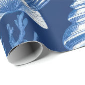 Blue Coastal Toile Seashell Coral Pattern (2) ラッピングペーパー (ロールコーナー)